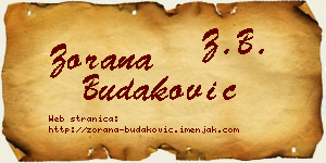 Zorana Budaković vizit kartica